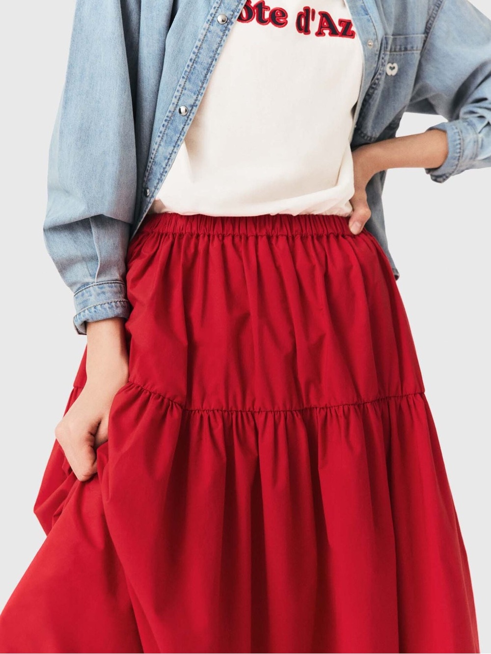 MAJE Long Gathered Skirt | FR 38 | US 6 - Picture 4 of 16